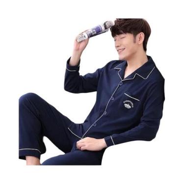 Imagem de Conjunto De Pijama Masculino De Manga Longa E Calças Longas Para Prima