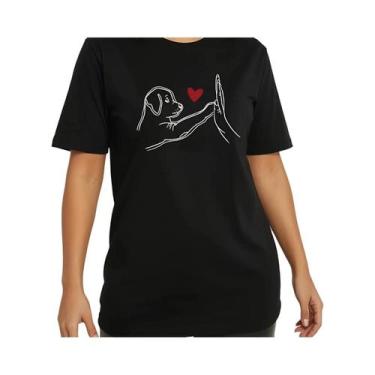 Imagem de Camiseta Feminina De Verão Com Estampa De Coração O-neck Harajuku Casu