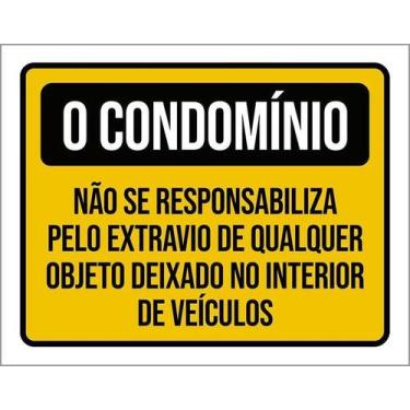 Imagem de Placa Condomínio Não Responsabiliza Extravio Objetos 36X46 - Sinalizo