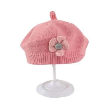 Imagem de Gorro De Inverno Quente Para Meninas Bebês, Chapéu De Flor Tricotado, 