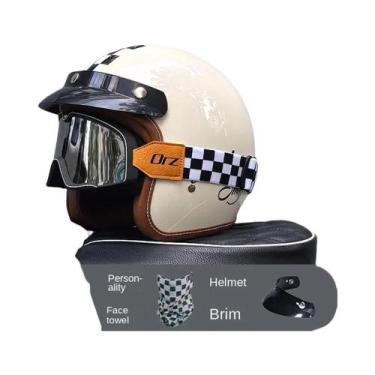 Imagem de Capacete De Motocicleta Vintage Certificado DOT 3/4 Jet Mask Capacete 