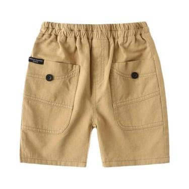 Imagem de Shorts De Algodão Para Meninos Pequenos, Marrom E Branco, 2-8 Anos, Ro