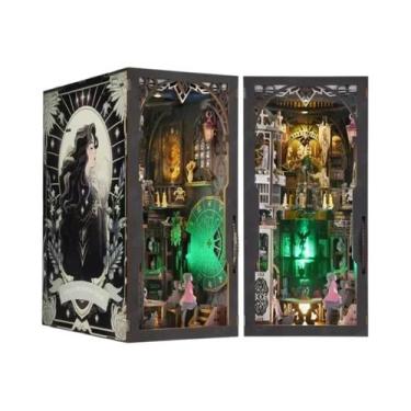 Imagem de Estante De Livros Miniatura De Madeira Para Casa De Bonecas Com Luz, K