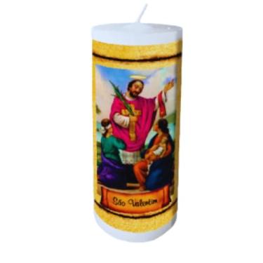 Imagem de Vela De Santos, De 7 Dias Com 340 Gramas. Várias Opções De Imagens De Santos Com Oração Personalizada, Vela Religiosa, Altura de 15,5 cm. (São Valentim)