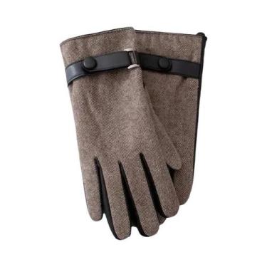 Imagem de Luvas De Ciclismo Masculinas Clássicas De Lã Xadrez Britânica Com Reta