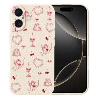 Imagem de MAYCARI Capa de telefone fofa com coração de amor de anjo Cupido para iPhone Air de 6,5 polegadas, compatível com Magsafe, capa de borracha gel macia de silicone líquido de ajuste fino com forro de