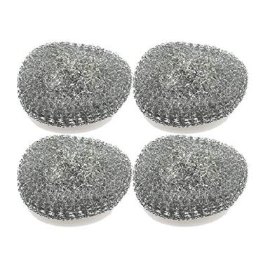 Imagem de Esponja de arame de aço inoxidável para panelas – Pacote com 4 – Esfregadores de metal para limpeza de pratos – Esfregão para panelas de escoteira