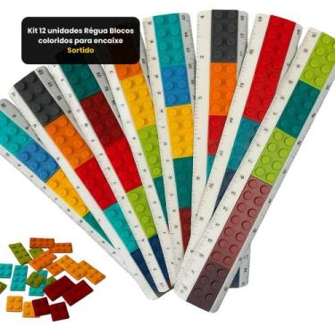 Imagem de Kit 12 Réguas Blocos de Montar Coloridas - FIRST
