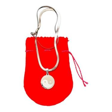 Imagem de COLAR corrente AÇO INOX Snake 45 cm pingente Yin Yang 2cm - ASA