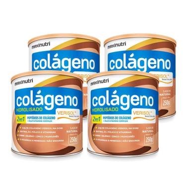 Imagem de Kit 04 Colágenos Verisol Maxinutri Lata 250g Sabor Natural