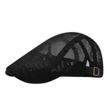 Imagem de Chapéu de boné plano para homens em malha de poliéster preta Gatsby Ne