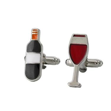 Imagem de Garrafa e copo de vinho Cuff Links Creative para homens - yiweisai