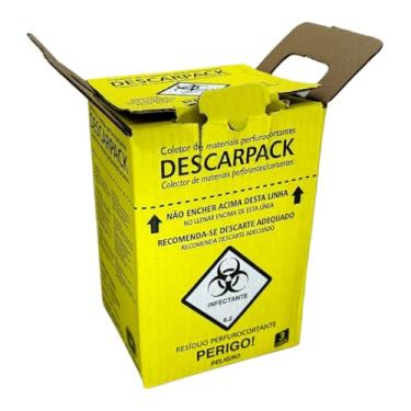 Imagem de Caixa Coletor de Papelão Para Material Perfurocortante Agulhas Descarpack 3 Litros