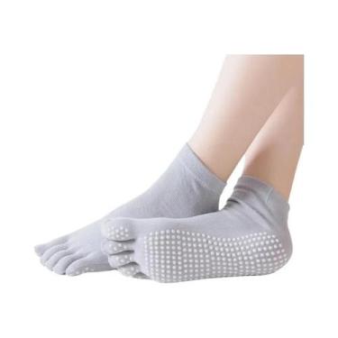 Imagem de Meias De Algodão Antiderrapantes Para Yoga E Pilates Femininas, Cinco 