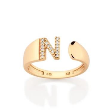 Imagem de Anel Letra com Zircônias Banhado a Ouro Rommanel 513643 Tamanho:14Cor: