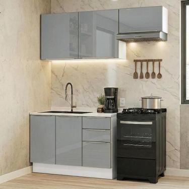 Imagem de Armário de Cozinha Compacta 180 cm Lux Madesa 03, Branco/Cinza