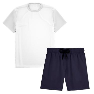 Imagem de Kit Short Praia Academia Passeio Treino Marinho + Camiseta Manga Curta Masculina-Masculino
