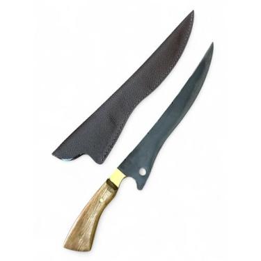 Imagem de Faca de Churrasco Fileteira 10 Onix Gold Artesanal com Bainha Carbono 