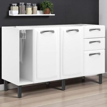 Imagem de Balcão Cozinha em Aço 3 Portas e 2 Gavetas 140cm com Nicho Toalheiro s