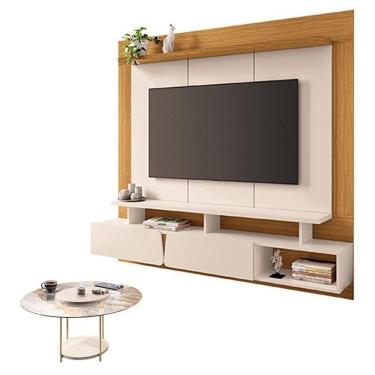 Imagem de Home Suspenso Zenith Off White Cinamomo Com Mesa De Centro Sky Com Tampo De Vidro Off White - Hb Móveis