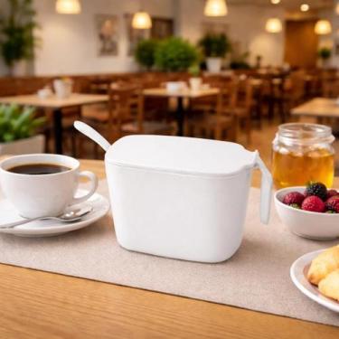 Imagem de Açucareiro Farinheiro Moderno 500ml com Tampa e Colher para Mesa - Del