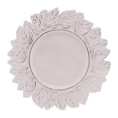 Imagem de Sousplat Avulso 34,5cmPlastico Garden Leaf Branco - Lyor