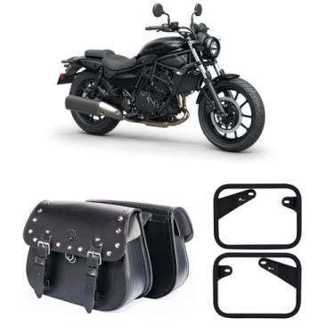 Imagem de Alforge Custom Bolsa Cravos 18 Litros Com Suportes Kawasaki Eliminator