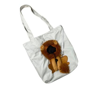 Imagem de Bolsa de Transporte para Pets Ideal Importados BSL3906 Estampa Leão Náilon Branco 43CM