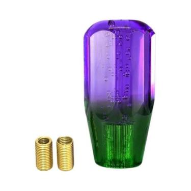 Imagem de Manopla De Câmbio Manual Transparente Com Bolhas De Cristal Azul Roxo 