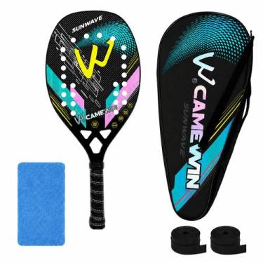 Imagem de Raquete Beach Tennis Camewin Fibra de Carbono 3K, Sunwave green
