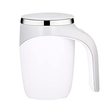 Imagem de Queenser Caneca de agitação automática de 380 mL com tampa Copo de café de agitação magnética automática de aço inoxidável elétrico Copo de café de mistura automática para café Leite Cacau Chocolate q