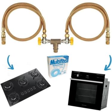 Imagem de Kit Instalação Gás Encanado Cooktop Forno Mangueiras Cobre Tamanho: 80cm