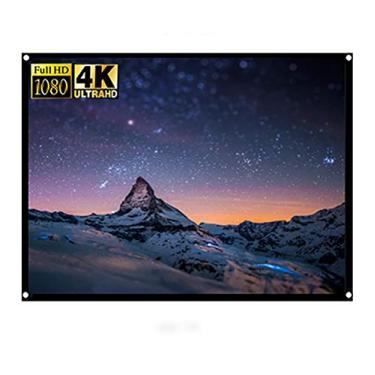 Imagem de Tela de projeção portátil anti-vinco HD de 60 polegadas, tela de projeção de cortina branca dobrável sem vinco para parede/encadernada em uma moldura, suporta projeção dupla face para casa/ar aberto