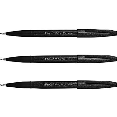Imagem de Caneta Pentel Fude Touch Sign Pen, caneta de feltro, Black 3set