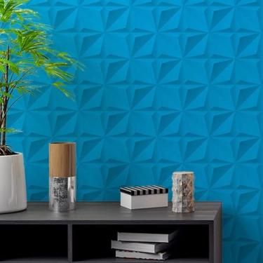 Imagem de Papel De Parede Adesivo Gesso 3d Triangular Azul Céu Rolo 1m