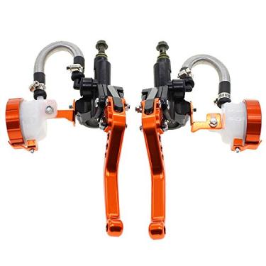 Imagem de Conjunto de alavanca de cilindro mestre de embreagem de freio de motocicleta universal CNC 7/8" da Krace laranja