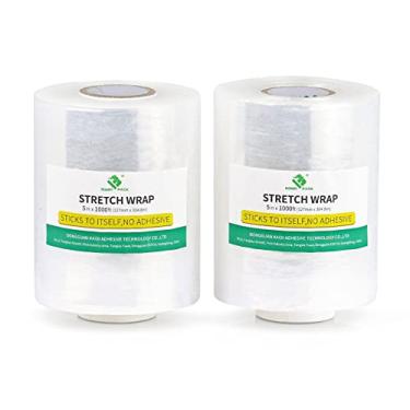 Imagem de 2 pacotes de plástico industrial mini envoltório elástico de substituição 12,7 cm x 304,8 m, calibre 80 para movimentação, resistência industrial – embalagem autoadesiva resistente, pacote com BOMEI