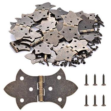 Imagem de PGMJ 40 peças dobradiças decorativas antigas caixa de design de gravação de bronze dobradiças caixa de joias ferragens para caixas de madeira vintage, caixa de ferramentas, caixas de joias, armários, caixas de presente, caixas de vinho (K57)