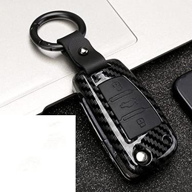 Imagem de YJADHU Capa para chave de carro com controle remoto, apto para Audi A1 A3 8P 8V 8L A4 B6 B7 B8 A5 8T A6 C5 C6 C7 A7 4G A8 4E D3 D4 TT 8N 8J MK1 MK2,B Carbono preto