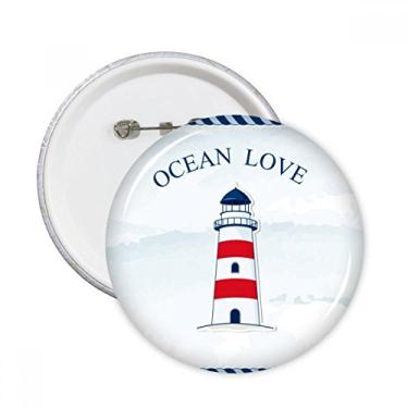Imagem de Broche redondo azul Lighthouse Ocean Love Sea Sailing Emblema acessório decoração 5 peças