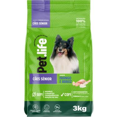 Imagem de Ração Seca Pet.life Frango e Arroz para Cães Sênior - 3 Kg