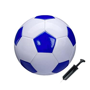 Imagem de Bola de futebol tamanho 5 branco azul atividades esportivas escolares ao ar livre e interior design clássico anti-explosão adequado para adultos jovens crianças menino presente prática de treinamento