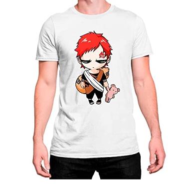 Imagem de Camiseta Anime Naruto Gaara Chibi Algodão T-Shirt Cor:Branco;Tamanho:G