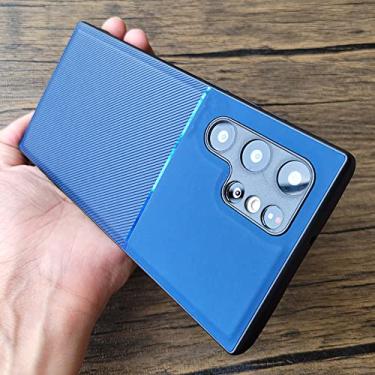 Imagem de Estojo magnético de couro com textura moiré de luxo para Samsung Galaxy S20 S21 S22 Plus Ultra FE A52 A53 A72 Capa à prova de choque, azul, para S9