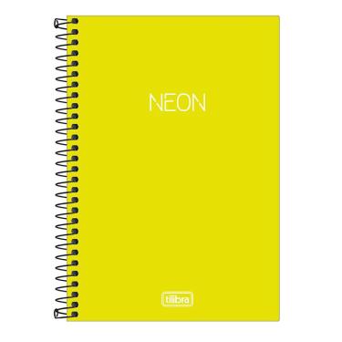 Imagem de Caderno espiral capa plástica sem pauta 1/4 - 80 folhas - Neon Verde Limão - Tilibra