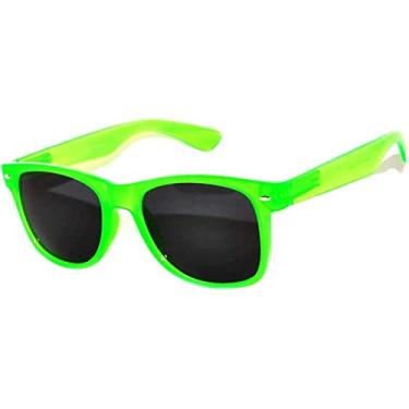 Imagem de Óculos de sol retrô vintage clássico anos 80 com armação colorida para homens ou mulheres, Glow in the Dark Green Frame Smoke Lens, Medium