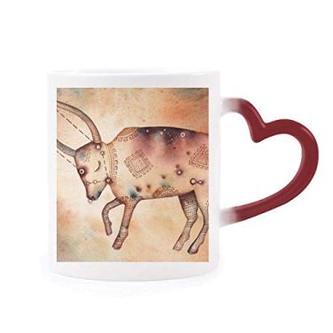 Imagem de Caneca sensível ao calor do zodíaco Constelação de maio abril Touro que muda de cor vermelha