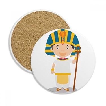 Imagem de Chapéu amarelo Egito Caneca porta-copos com desenho animado Caneca de mesa Pedra absorvente de proteção de mesa