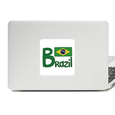 Imagem de Adesivo de vinil com estampa verde da bandeira nacional do Brasil para laptop e decoração de PC