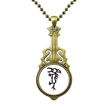 Imagem de DIYthinker Colar de cavalo do zodíaco chinês Bones Inscriptions com pingente de música de guitarra antiga